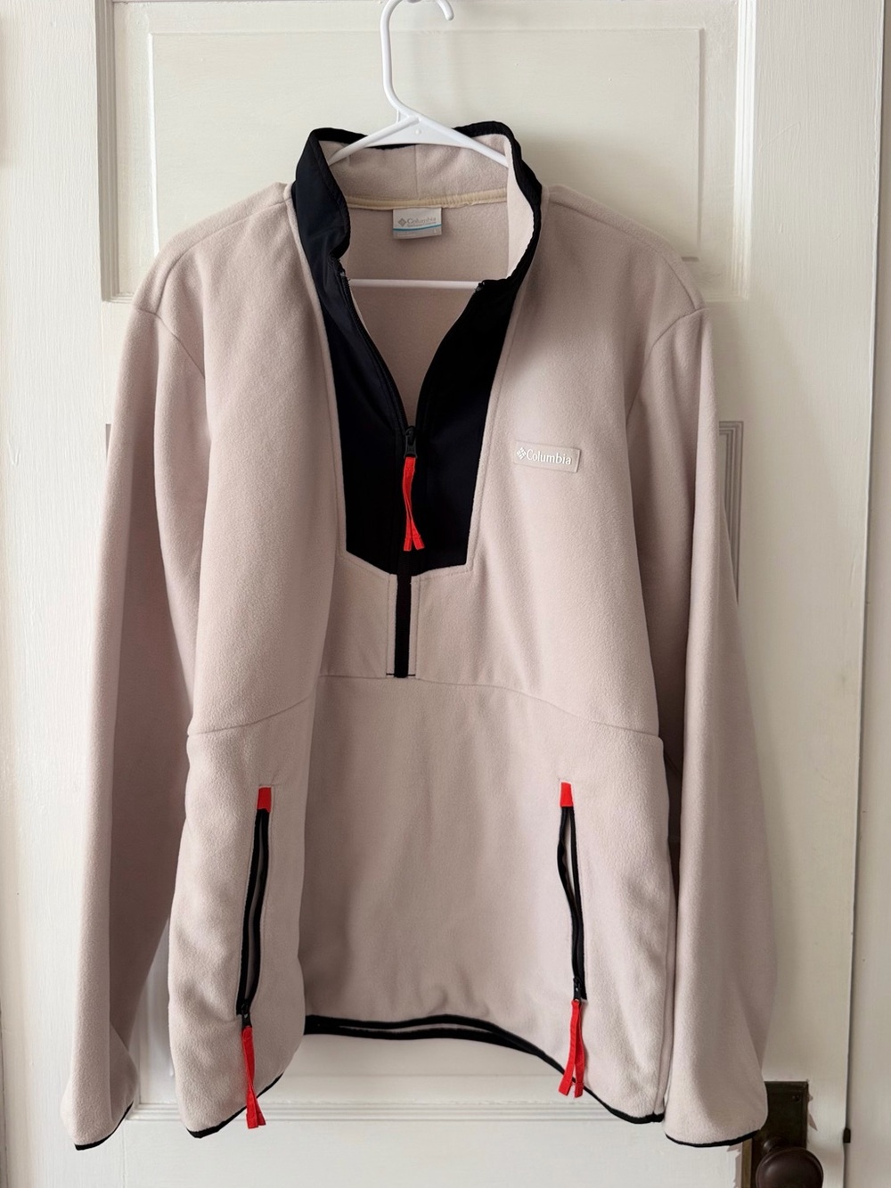 Columbia Sportswear Cream Black 1/4 Zip Fleece Pullover Jacket Sz L